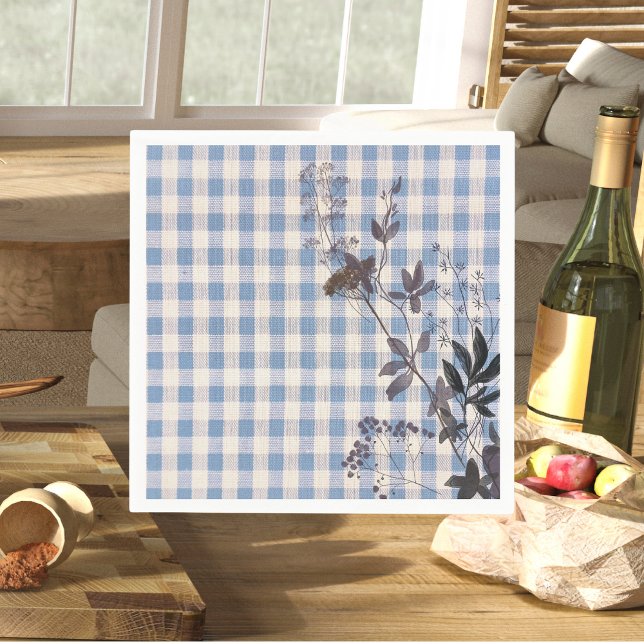 Servilleta De Papel Flor azul blanca silvestre Gingham Plaid Farmhouse (Subido por el creador)