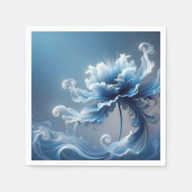 Servilleta De Papel Flor azul de fantasía (Anverso)