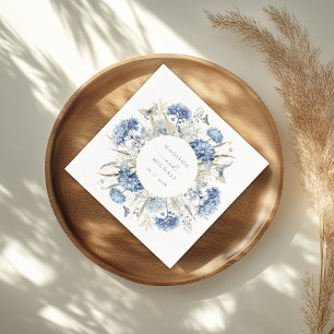 Servilleta De Papel Flor azul dulce Floral Floral Boho Boda