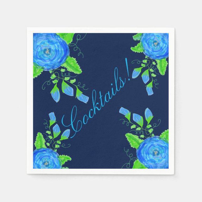 Servilleta De Papel Flor azul marino (Anverso)