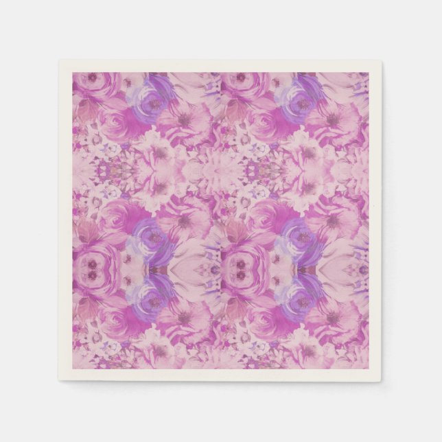 Servilleta De Papel Flor azul púrpura Resumen (Anverso)