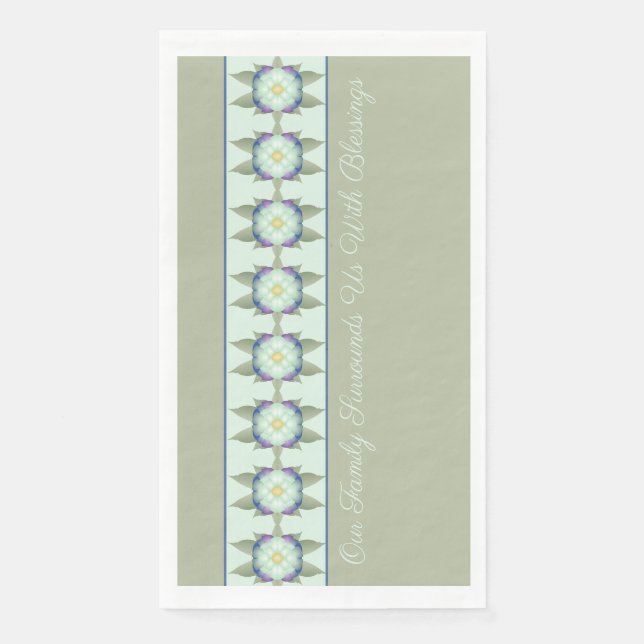 Servilleta De Papel Flor azul verde Verde azulado (Anverso)