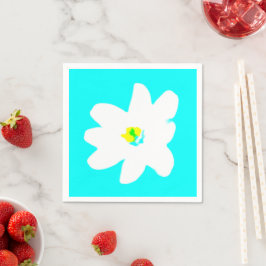 Servilleta De Papel Flor blanca de marea amarilla turquesa