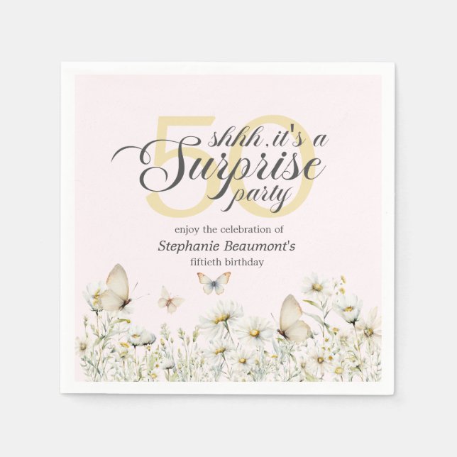 Servilleta De Papel Flor blanca de mujer sorprende 50 años (Anverso)