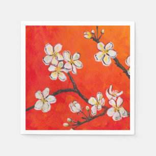 Servilleta De Papel Flor blanca florece en Naranja olor rojo a primave