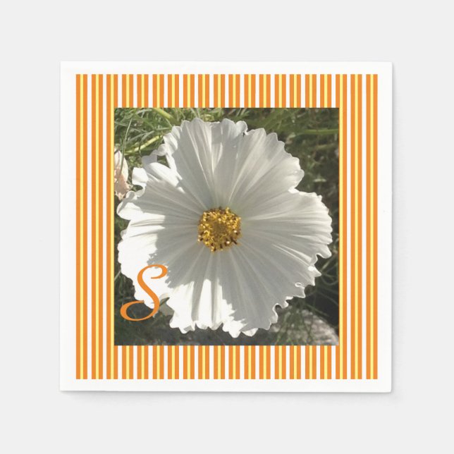 Servilleta De Papel Flor Cosmos Blanco (Anverso)