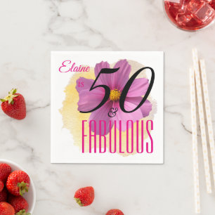 Servilleta De Papel Flor Cosmos sobre la salpicadura de pintura amaril