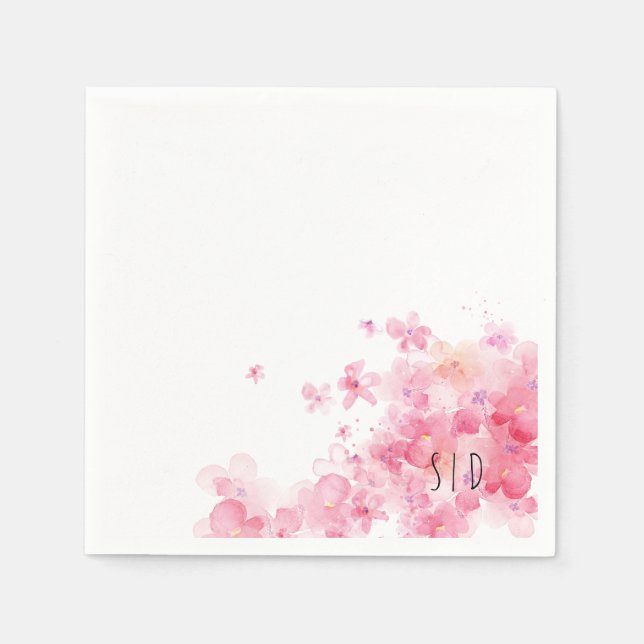 Servilleta De Papel Flor de acuarela rosa botánico naranja (Anverso)