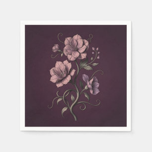 Servilleta De Papel Flor de Anémona Morada Botanical Oscura