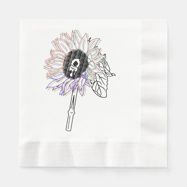 Servilleta De Papel Flor de Arcoíris Arte Funky (Anverso)