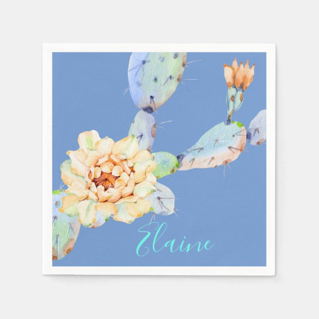 Servilleta De Papel Flor de cactus flor del desierto acuarela (Anverso)