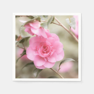 Servilleta De Papel Flor de Camelia Rosa Suave