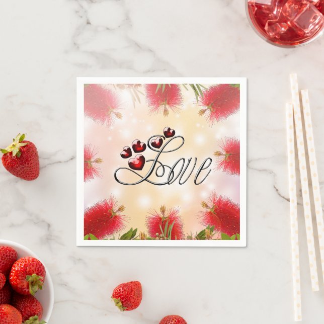 Servilleta De Papel Flor de cepillo de botella y amor (In situ)