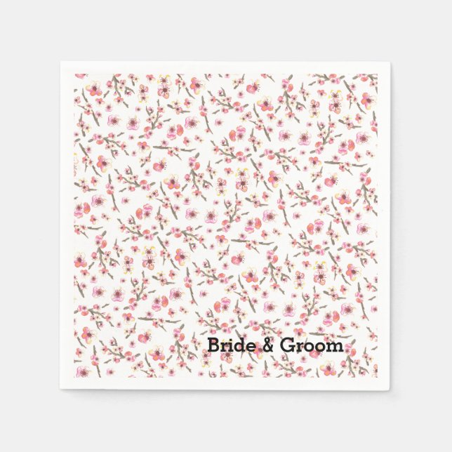 Servilleta De Papel Flor de cerezo acuarela (Anverso)