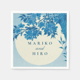 Servilleta De Papel Flor de cerezo azul antiguo japonés