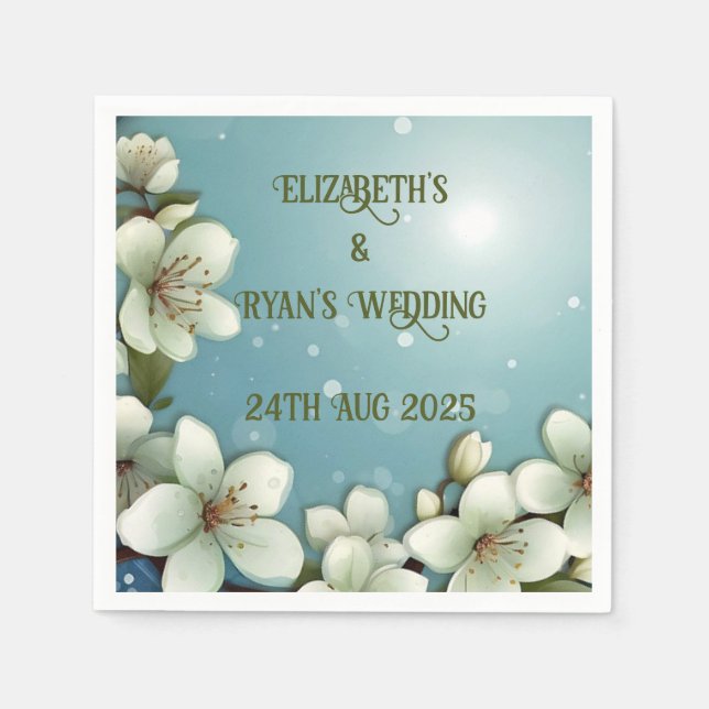 Servilleta De Papel Flor de cerezo caprichosa con espárragos (Anverso)