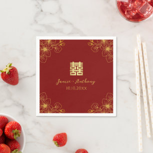 Servilleta De Papel Flor de cerezo china nupcial roja