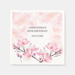 Servilleta De Papel Flor de cerezo moderna Flor Rosado Splash Cumpleañ