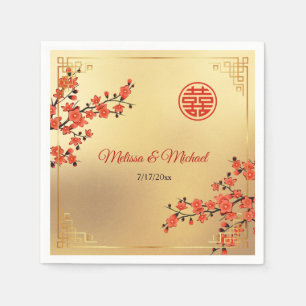 Servilleta De Papel Flor de cerezo roja Bodas chinas personalizadas en