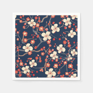 Servilleta De Papel Flor de Cerezo Roja Marina Japonesa