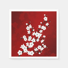 Servilleta De Papel Flor de cerezo roja y blanca