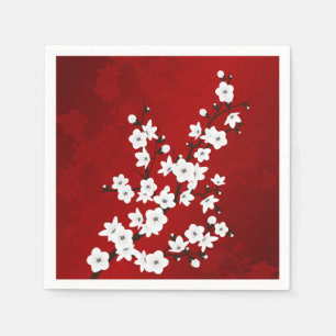 Servilleta De Papel Flor de cerezo roja y blanca
