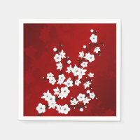 Flor De Cerezo Rojo Y Blanco