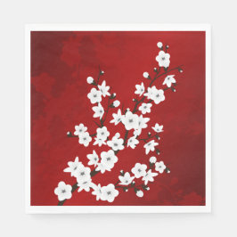 Servilleta De Papel Flor De Cerezo Rojo Y Blanco