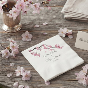 Servilleta De Papel Flor de cerezo rosa acuarela primavera verano
