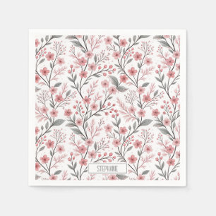 Servilleta De Papel Flor de cerezo rosa Sakura sobre fondo blanco