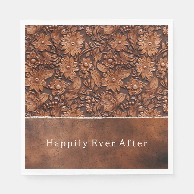 Servilleta De Papel Flor de cuero falso marrón occidental (Anverso)