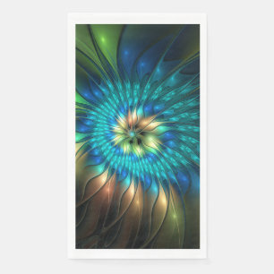 Servilleta De Papel Flor de fantasía luminosa, fractal abstracto color