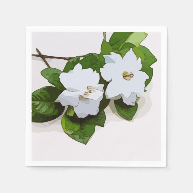 Servilleta De Papel Flor de gardenia blanca (Anverso)