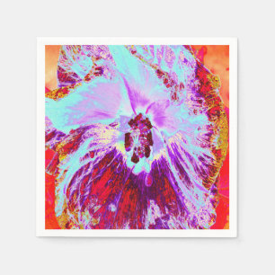 Servilleta De Papel Flor de Hibisco Tropical Abstracta Acuática y Púrp