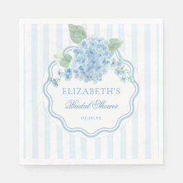 Servilleta De Papel Flor de Hortensia Azul Vintage Elegante Raya Ondul