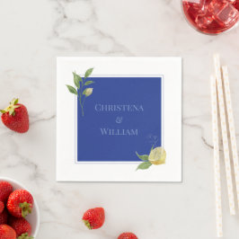Servilleta De Papel Flor de Limón Azul Encantada Boda Personalizada