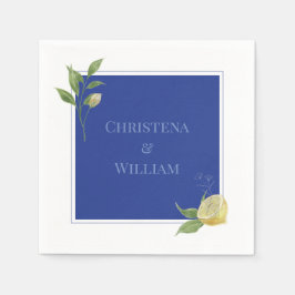 Servilleta De Papel Flor de Limón Azul Encantada Boda Personalizada