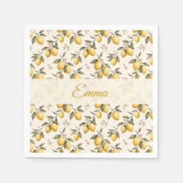 Servilleta De Papel Flor de Limón Vintage – Cítrico Botánico Elegante