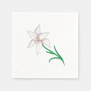 Servilleta De Papel Flor de Lirio Blanco