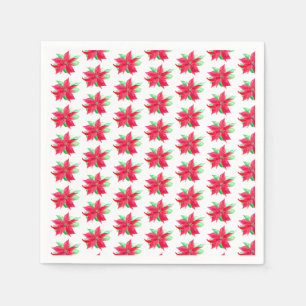 Servilleta De Papel Flor de los Navidades florales rojos de Poinsettia