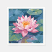 Flor de Loto Almohadilla de Nenúfar Acuarela