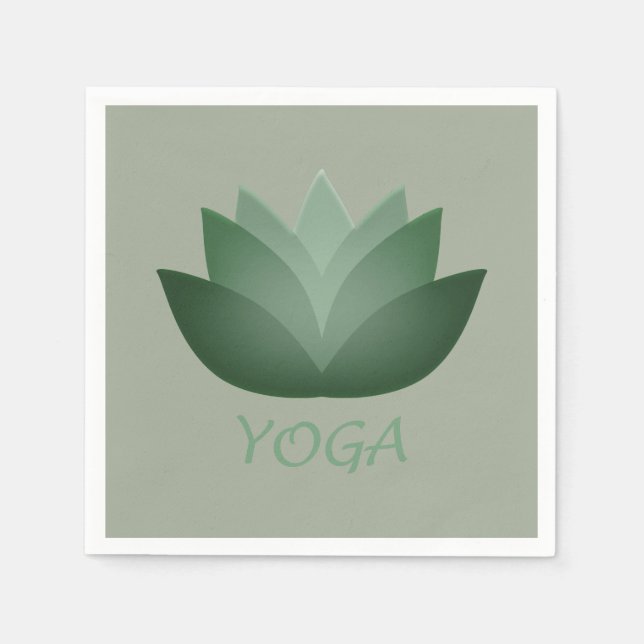 Servilleta De Papel Flor de Loto de Yoga Verde (Anverso)