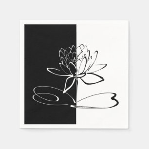 Servilleta De Papel Flor de Loto Negra Blanca Yin Yang