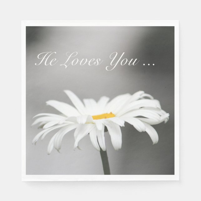 Servilleta De Papel Flor de margarita blanca simple (Anverso)