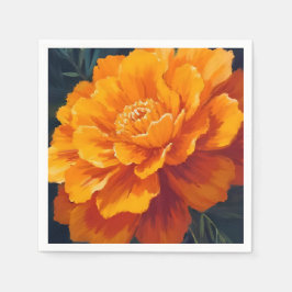 Servilleta De Papel Flor de Marigold | Pintura Floral de Acuarela