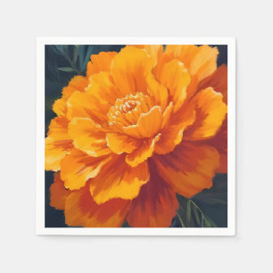 Servilleta De Papel Flor de Marigold   Pintura floral en acuarela