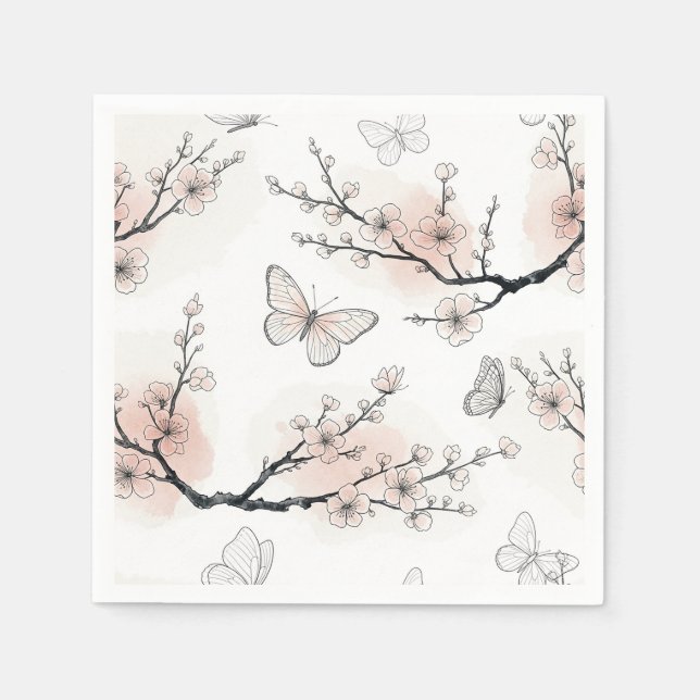Servilleta De Papel Flor de Mariposa Elegante (10) (Anverso)