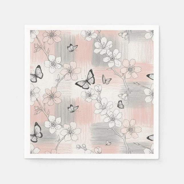 Servilleta De Papel Flor de Mariposa Elegante (3) (Anverso)