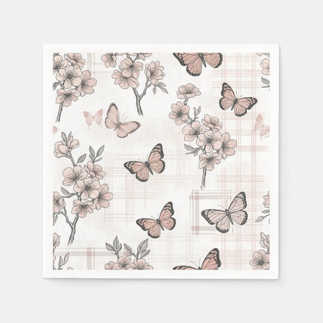 Servilleta De Papel Flor de Mariposa Elegante (4) (Anverso)