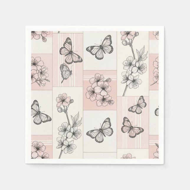 Servilleta De Papel Flor de Mariposa Elegante (5) (Anverso)